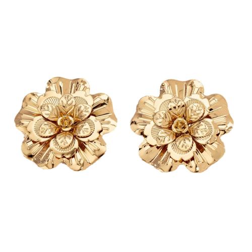 Zinc Alloy Stud Earring petals plated for woman gold Sold By Pair