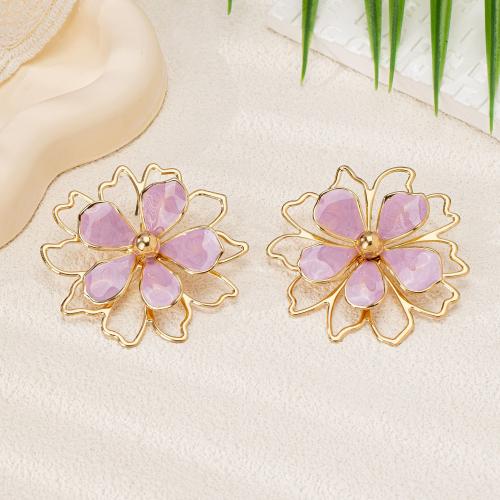 Zinc Alloy Stud Earring petals plated for woman & enamel Sold By Pair