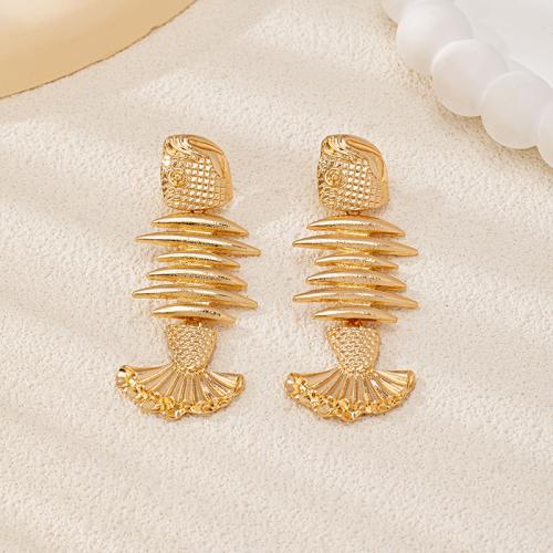 Zinc Alloy Stud Earring Fish Bone plated for woman gold Sold By Pair