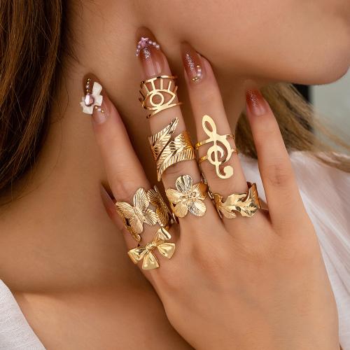 Zinklegering Ring Set, Zinc Alloy, plated, 7 stuks & voor vrouw, goud, Verkocht door Stel