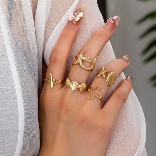 Zinklegering Ring Set, Zinc Alloy, plated, 5 stuks & voor vrouw, goud, Verkocht door Stel