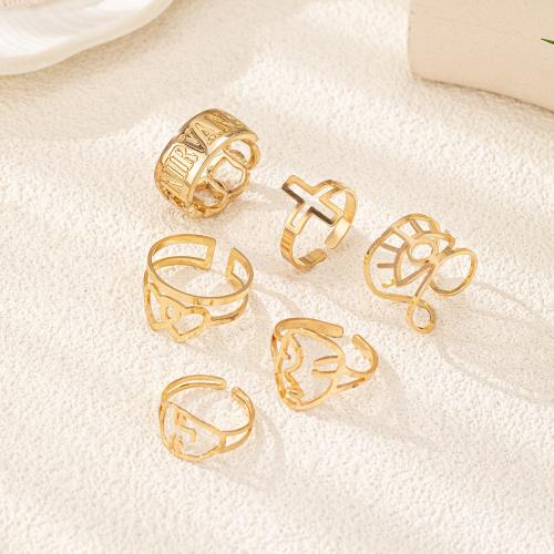 Zinc Alloy Ring Set plated 6 pieces & for woman gold Sold By Set