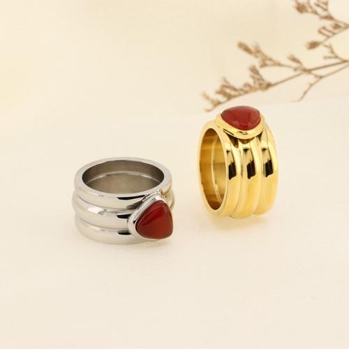 Stainless Steel Finger Ring 304 Stainless Steel with turquoise Vacuum Ion Plating & for woman Sold By PC