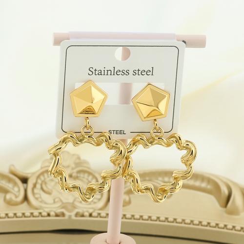 Stainless Steel Drop Earring 304 Stainless Steel Heart Vacuum Ion Plating for woman Sold By Pair