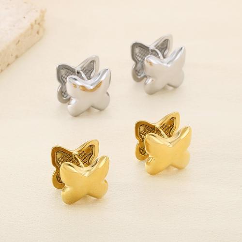 Stainless Steel Drop Earring 304 Stainless Steel Butterfly Vacuum Ion Plating for woman Sold By Pair