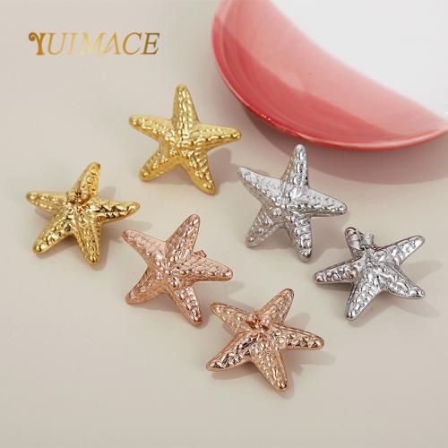 Stainless Steel Stud Earrings 304 Stainless Steel Starfish Vacuum Ion Plating for woman Sold By Pair