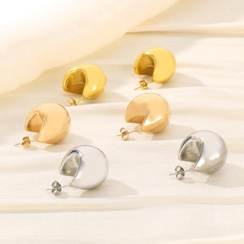 Stainless Steel Stud Earrings 304 Stainless Steel Vacuum Ion Plating for woman Sold By Pair