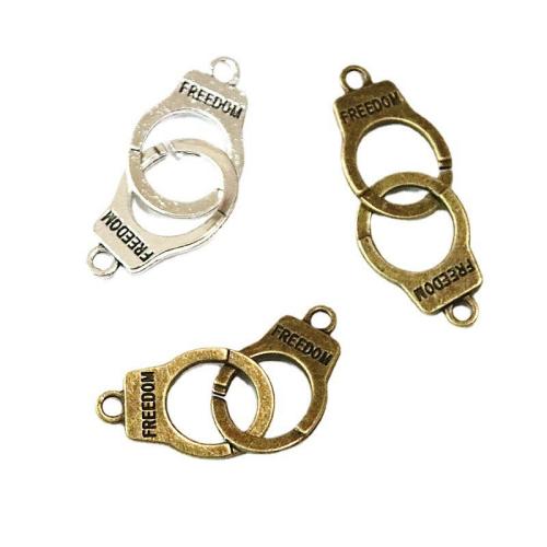 Zinc Alloy Connector Handcuffs plated DIY & 1/1 loop Sold By Bag