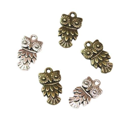 Zinc Alloy Animal Pendler, Owl, forgyldt, du kan DIY, flere farver til valg, 12x20mm, 50pc'er/Bag, Solgt af Bag