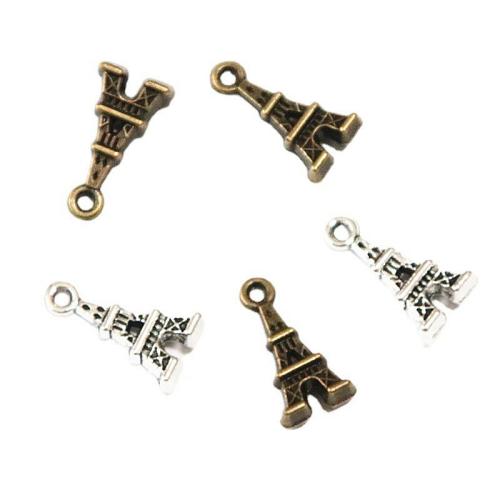 Cink Alloy Privjesci, Zgrada, pozlaćen, možete DIY, više boja za izbor, 15.50x8mm, 100računala/Torba, Prodano By Torba