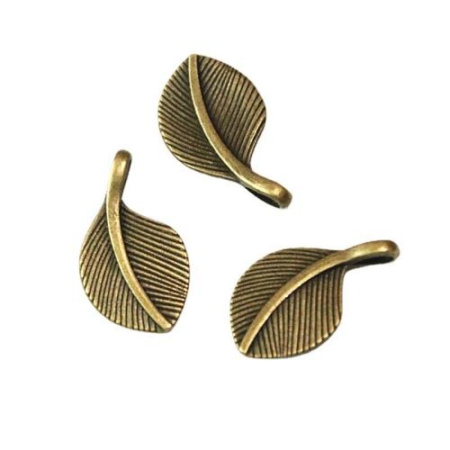 Zinklegering Leaf Hangers, Zinc Alloy, Blad, antiek messing plated, DIY, meer kleuren voor de keuze, 16x27.50mm, 60pC's/Bag, Verkocht door Bag