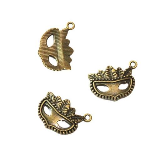 Zinc Alloy Pendants Mask antique brass color plated DIY Sold By Bag