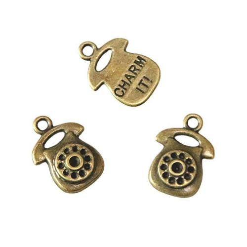 Zinc Alloy Pendants Telephone antique brass color plated DIY Sold By Bag