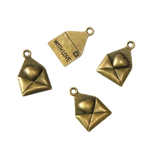 Pingentes de liga de zinco, Envelope, banhado cor bronze antigo, DIY, 18x12mm, 100PCs/Bag, vendido por Bag