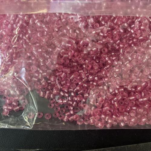 Matteret glas frø perler, Glas Seed Beads, Runde, frosted, lyslilla, 3x3.6mm, Hole:Ca. 1.5mm, Ca. 7000pc'er/Bag, Solgt af Bag