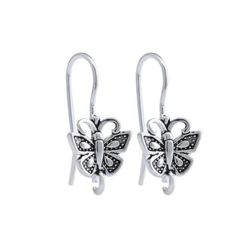 Composant boucle d'oreille tombante en argent sterling 925, papillon, DIY, plus de couleurs à choisir, butterfly size 9x10.4mm, needle width 0.75mm, Vendu par paire