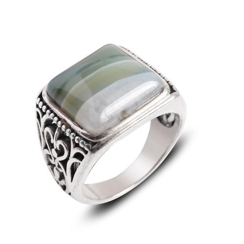 Zinc Alloy Finger Ring with Agate fashion jewelry & for man US Ring Sold By PC