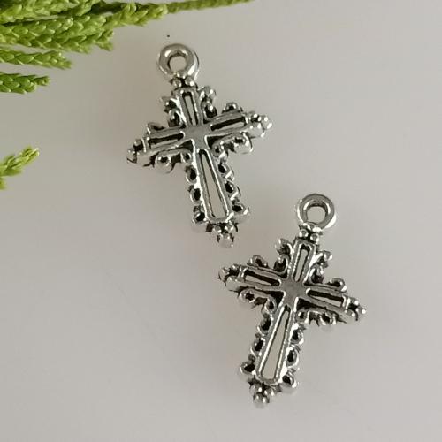 Zinklegering Cross Hangers, Zinc Alloy, Oversteken, antiek zilver plated, DIY, 14x21mm, 100pC's/Bag, Verkocht door Bag