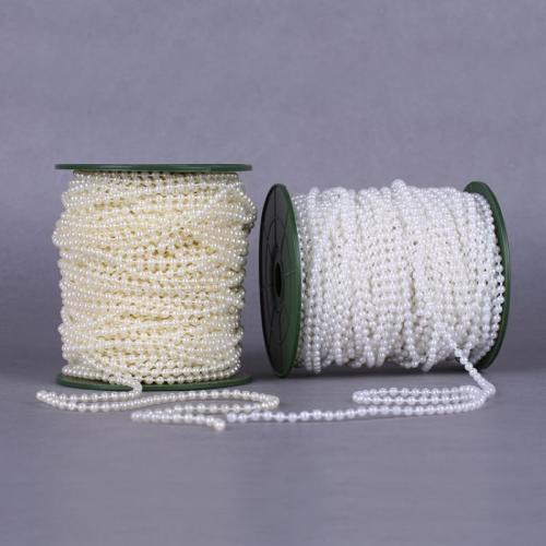 Plastic Pearl Ball Chain with Cotton Thread DIY Sold By Spool