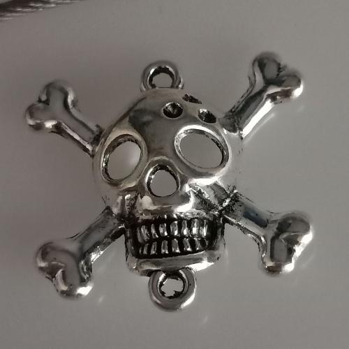 Skull Zink Alloy Connector, antik silver pläterad, DIY, 29x30mm, 50PC/Bag, Säljs av Bag