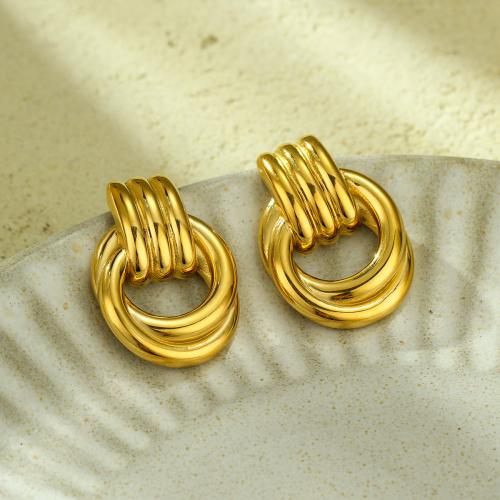 Stainless Steel Stud Earrings 304 Stainless Steel 18K gold plated fashion jewelry & for woman golden Sold By Pair