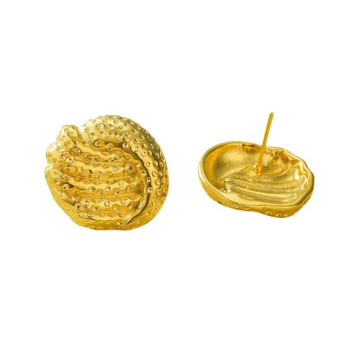 Roestvrij staal Stud Earrings, 304 roestvrij staal, 18K verguld, mode sieraden & voor vrouw, gouden, 22.80x23.90mm, Verkocht door pair