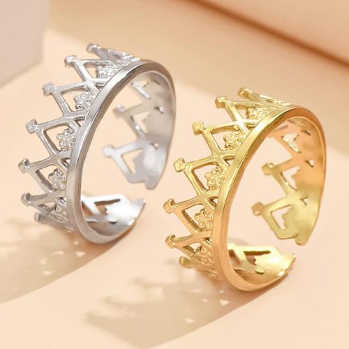 Stainless Steel Finger Ring 304 Stainless Steel Crown fashion jewelry & for woman & hollow inside diameter 17mm width 7mm Sold By PC