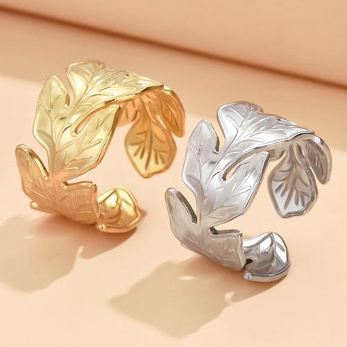 Stainless Steel Finger Ring 304 Stainless Steel Leaf fashion jewelry & for woman US Ring Sold By PC