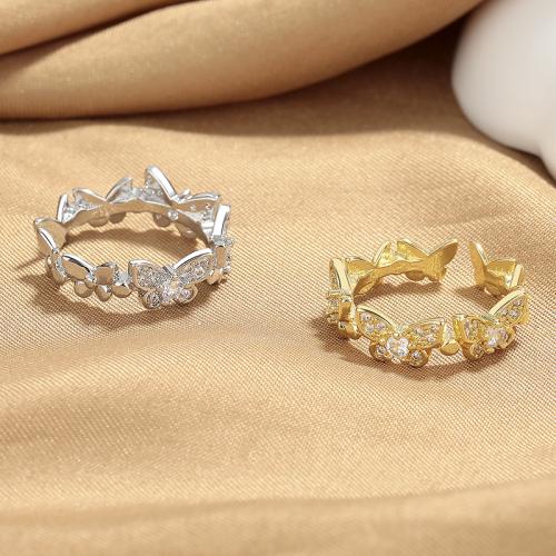 Cubic Zirconia Micro Pave Brass Ring Butterfly fashion jewelry & micro pave cubic zirconia & for woman Sold By PC