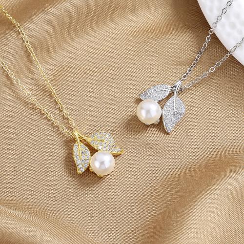 Cubic Zirconia Micro Pave Brass Pendant with Plastic Pearl fashion jewelry & micro pave cubic zirconia & for woman Sold By PC