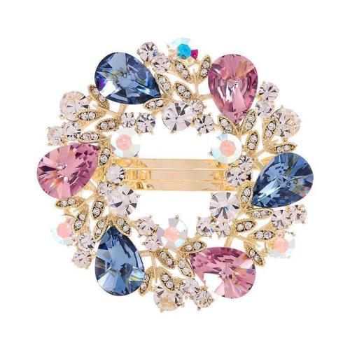 Zinc Alloy Pulling Spring Hair Clip with Crystal fashion jewelry & for woman 55mm Sold By PC