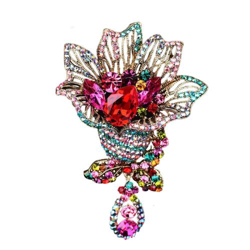 Broches en alliage de zinc, avec cristal, bijoux de mode & pour femme & avec strass, plus de couleurs à choisir, 26x68mm, Vendu par PC