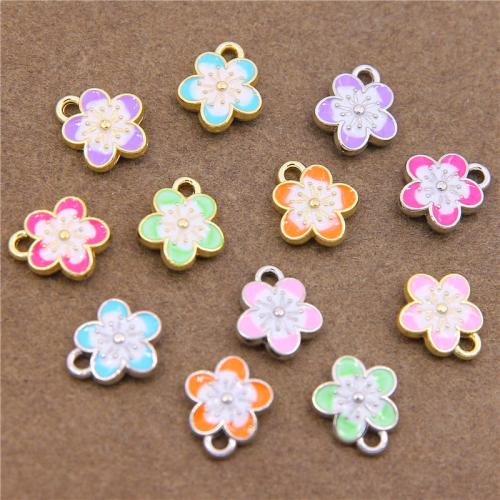 Zinc Alloy Enamel Pendants Flower plated DIY nickel lead & cadmium free Sold By Bag