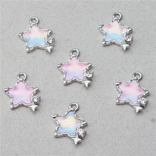 Resin Zinc Alloy Pendants with Resin Star silver color plated DIY nickel lead & cadmium free Sold By Bag