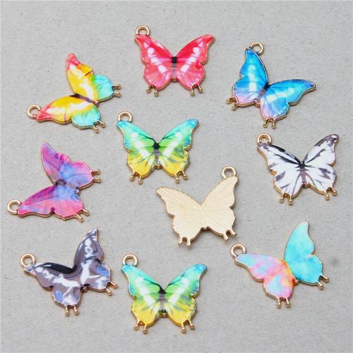 Zinc Alloy Rhinestone Pendants Butterfly gold color plated DIY & with rhinestone nickel lead & cadmium free Sold By Bag