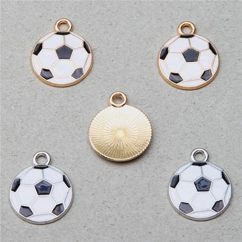 Zinc Alloy Enamel Pendants Football plated DIY nickel lead & cadmium free Sold By Bag