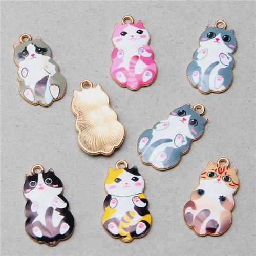 Zinc Alloy Enamel Pendants Cat plated DIY nickel lead & cadmium free Sold By Bag