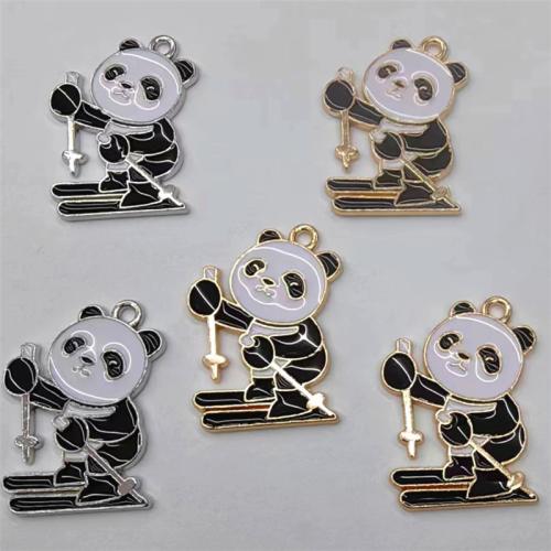 Zinc Alloy Enamel Pendants Panda plated DIY nickel lead & cadmium free Sold By Bag