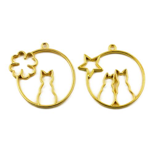 Zinc Alloy Animal Pendants Cat gold color plated DIY Sold By Bag