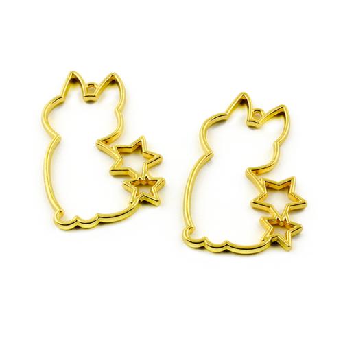 Zinc Alloy Animal Pendler, Cat, guldfarve belagt, du kan DIY, 28x42mm, 100pc'er/Bag, Solgt af Bag