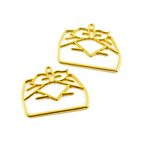 Zinklegering Hangers, Zinc Alloy, gold plated, DIY, 42x31mm, 100pC's/Bag, Verkocht door Bag