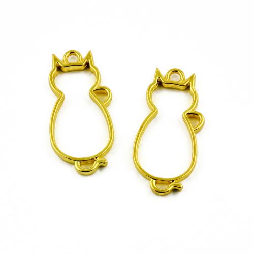 Zinc Alloy Animal Pendants Cat gold color plated DIY Sold By Bag