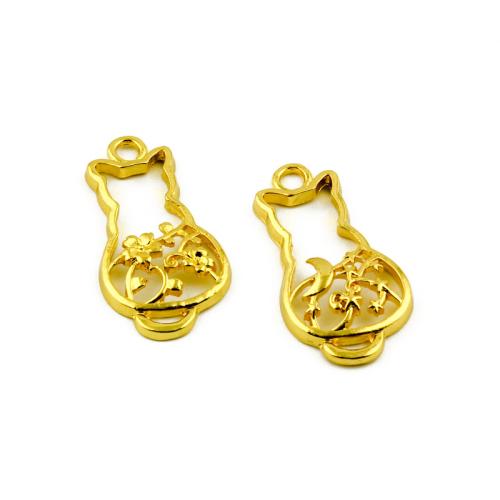 Zinc Alloy Animal Pendants Cat gold color plated DIY Sold By Bag