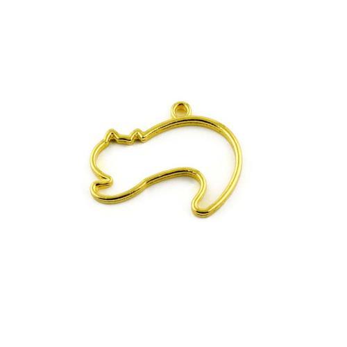 Zinc Alloy Animal Pendler, Cat, guldfarve belagt, du kan DIY, 31x24mm, 100pc'er/Bag, Solgt af Bag