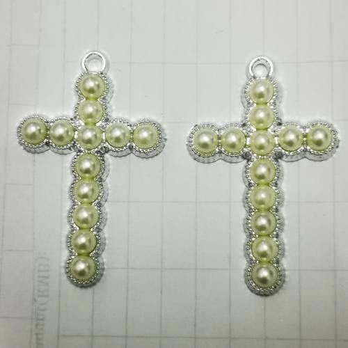 Plastic Pendants with Plastic Pearl Cross plated DIY Sold By PC