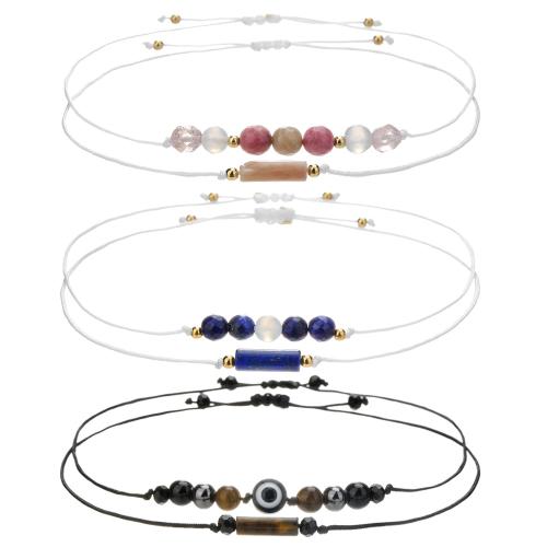 Gemstone Bracciali, pietrastone, with Cordone di nodi, fatto a mano, 2 pezzi & materiali diversi per la scelta & unisex, Lunghezza 6.29-10.24 pollice, Venduto da set