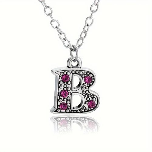 Zinc Alloy Jewelry Necklace with 1.96 Inch extender chain Alphabet Letter for woman & enamel & with rhinestone original color Length 17.7 Inch Sold By PC