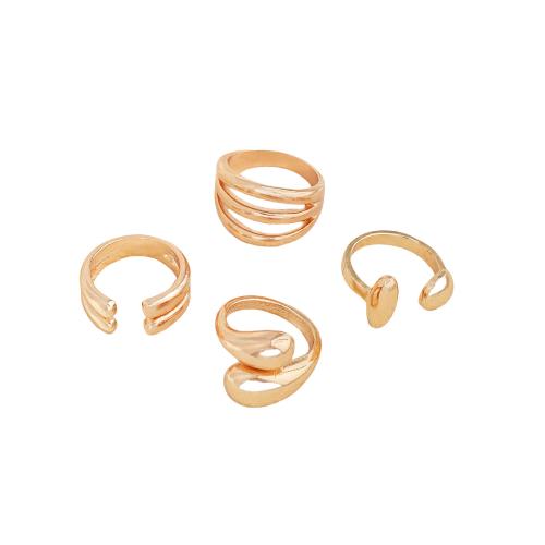 Sinc Alloy Ring Set, plátáilte, 4 phíosa & jewelry faisin & do bhean, órga, Díolta De réir Socraigh