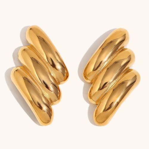 Stainless Steel Stud Earrings 304 Stainless Steel 18K gold plated fashion jewelry & for woman Sold By Pair