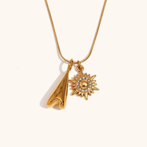 Collana in acciaio inossidabile, 304 acciaio inox, Placcato oro 18K, gioielli di moda & per la donna & con strass, Venduto da PC